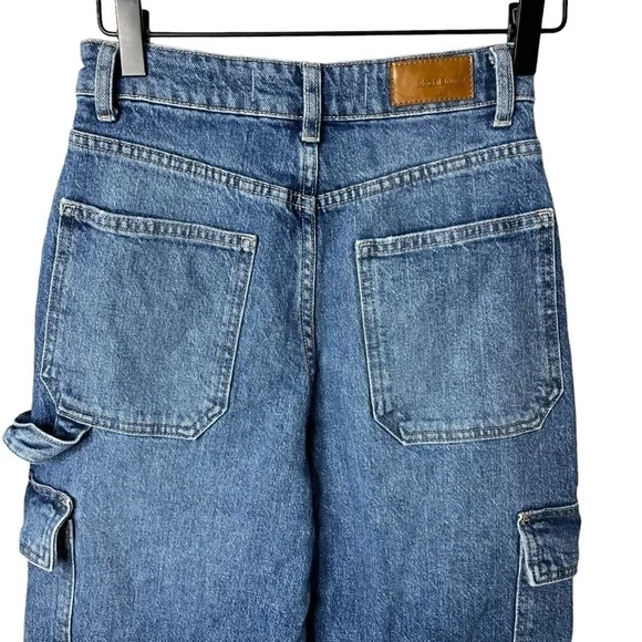 Social Tourist Ultra High Rise Cargo Wide Leg Jeans Size 25 - Picture 6 of 7